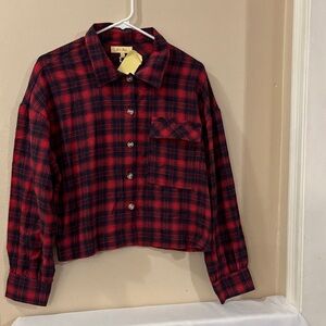 Love Notes Red and Black Plaid Button-Down Shirt